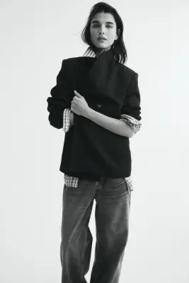 Blazer croisé sans fermeture - Noir — photo 1