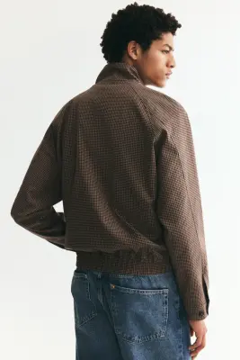 Veste style Harrington - Marron/motif pied-de-poule — photo 4
