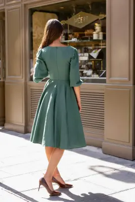 Bardetta Linen Dress - Green — photo 8