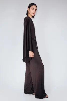 Tie-belt one-shoulder jumpsuit - Bordeaux — photo 5