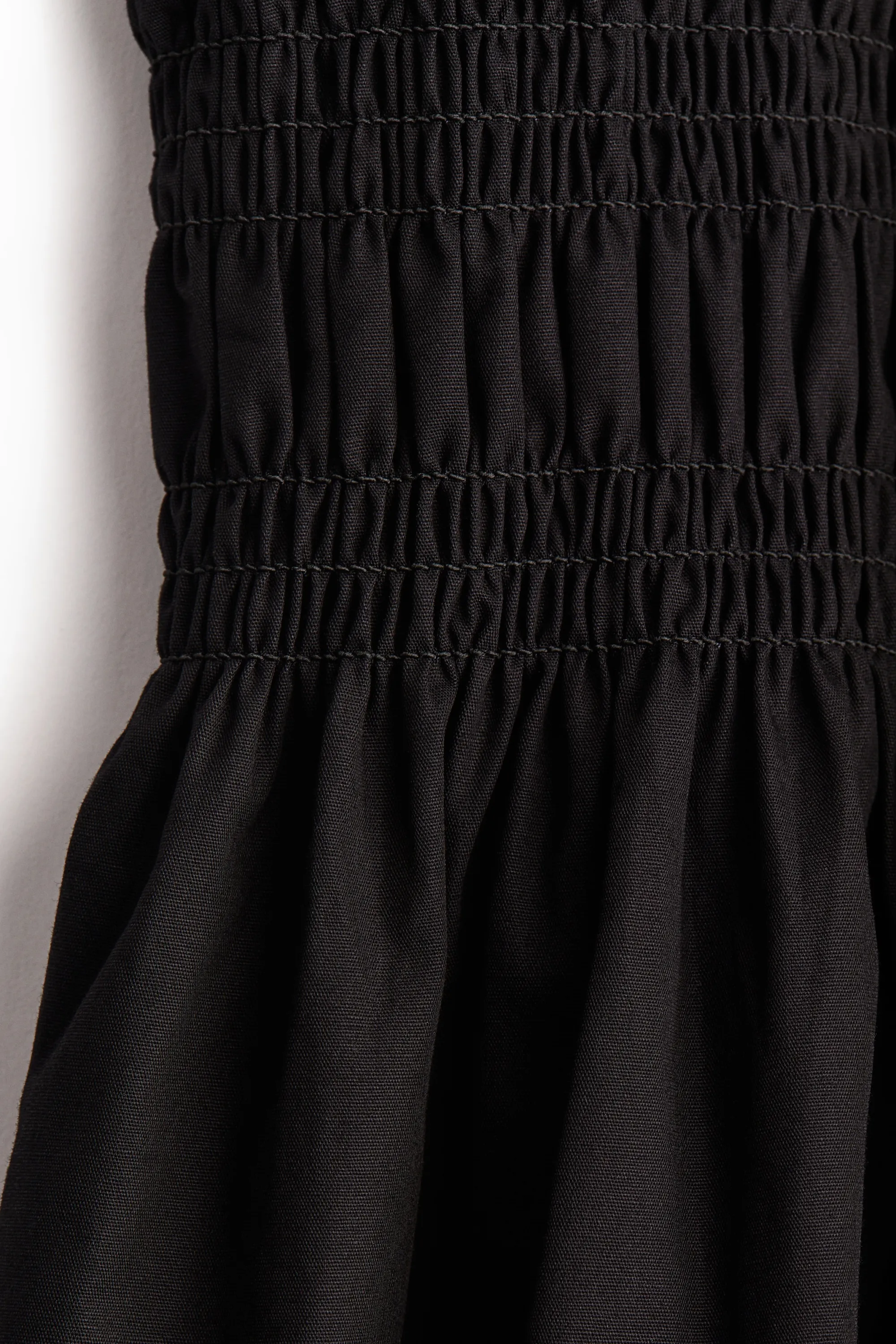 Robe smockée en popeline - Noir