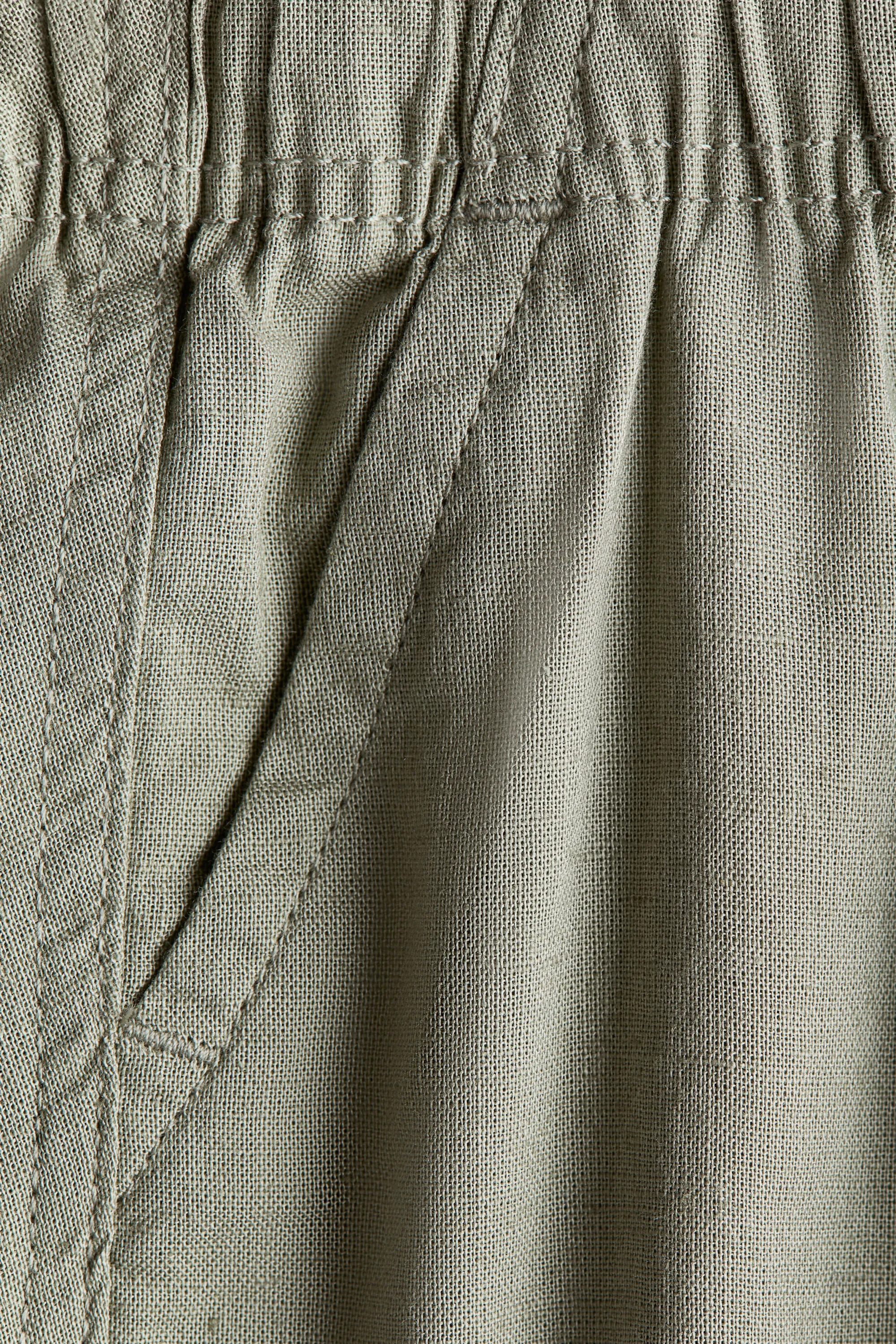 Short en lin mélangé - Vert kaki clair
