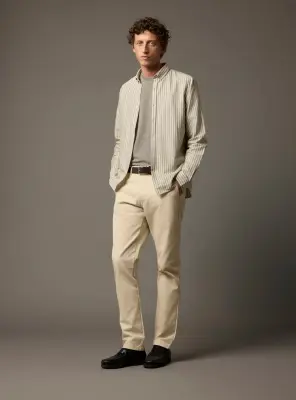 Chemise College Dark Khaki/White — photo 2