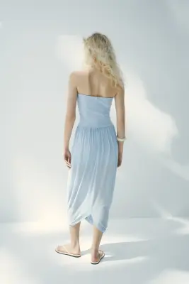 Robe bandeau avec base à effet boule - Bleu clair — photo 4