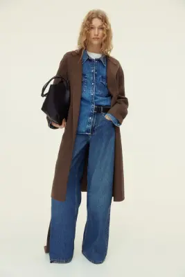 Manteau fait main en laine mélangée - Marron — photo 1