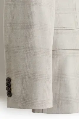 Veste Regular Fit à fermeture croisée - Beige/carreaux — photo 5