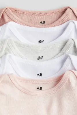 Lot de 5 bodies - Rose clair/blanc — photo 2