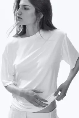 Top en viscose à effet drapé - Crème — photo 3