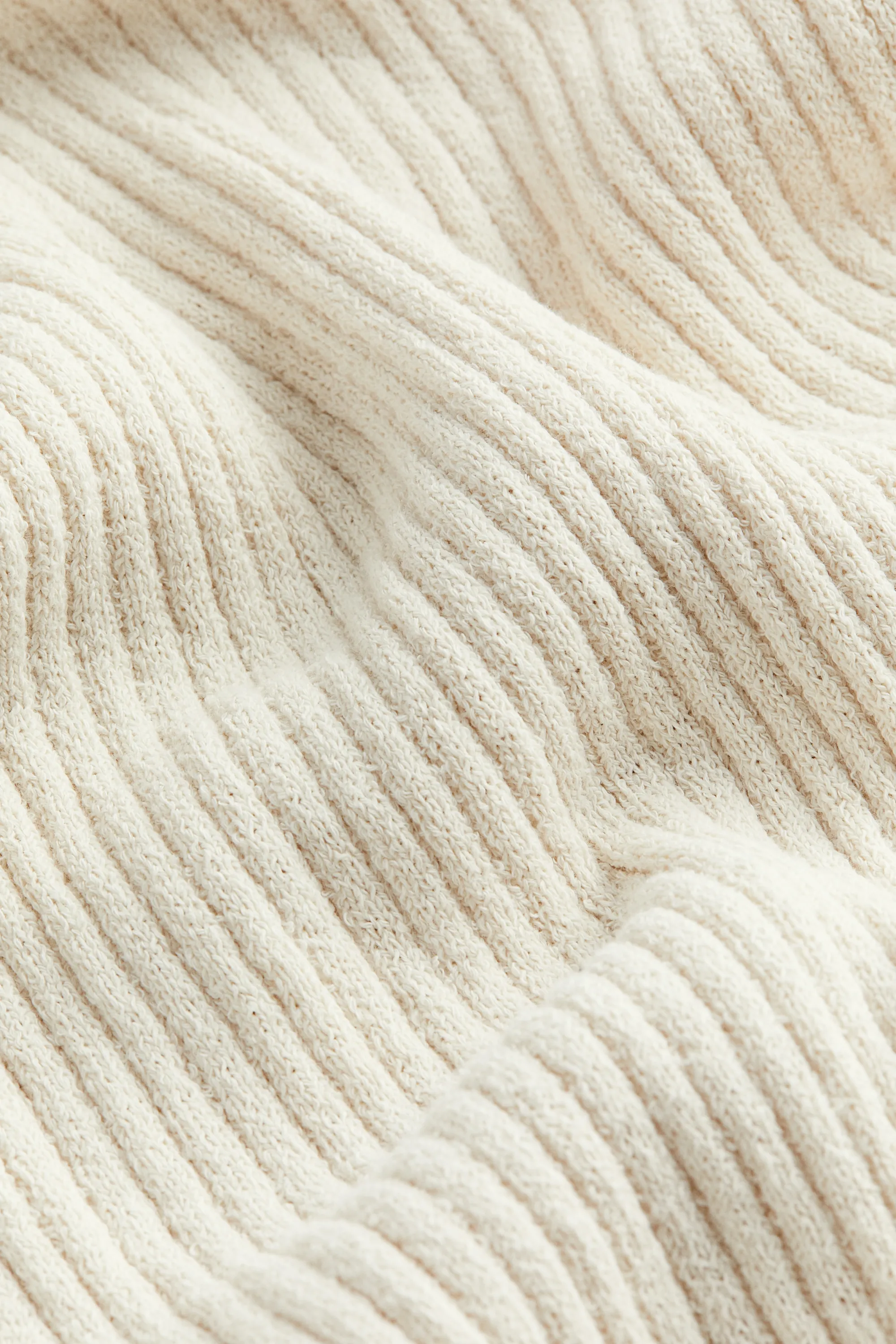 Robe longue en maille côtelée - Beige clair