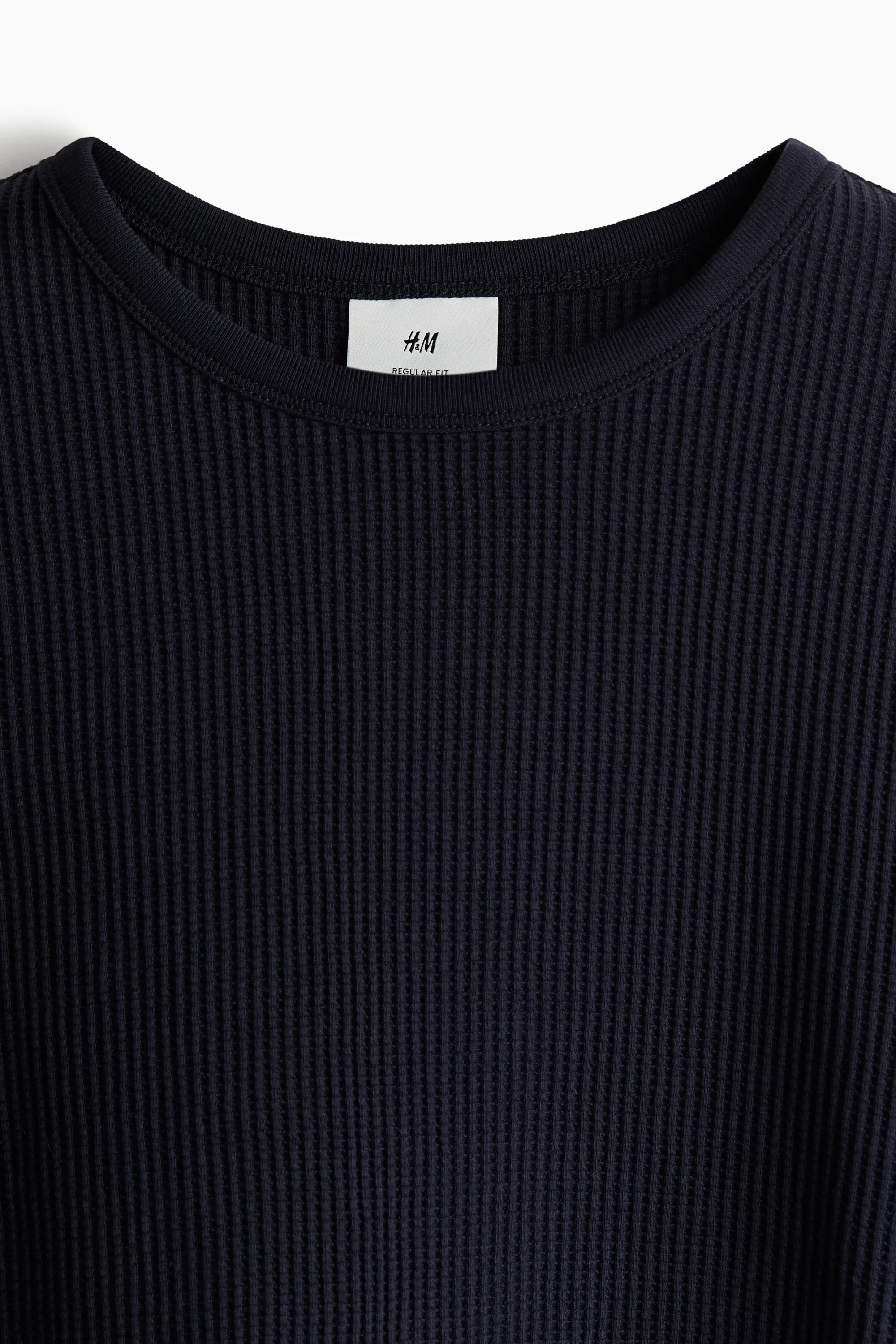 T-shirt gaufré Regular Fit - Bleu marine