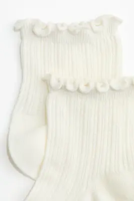 Lot de 3 paires de socquettes en maille côtelée - Blanc — photo 2
