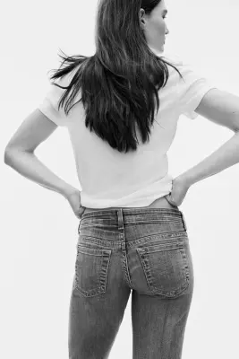 Flared Leg Ultra Low Waist Jeans - Bleu denim — photo 3