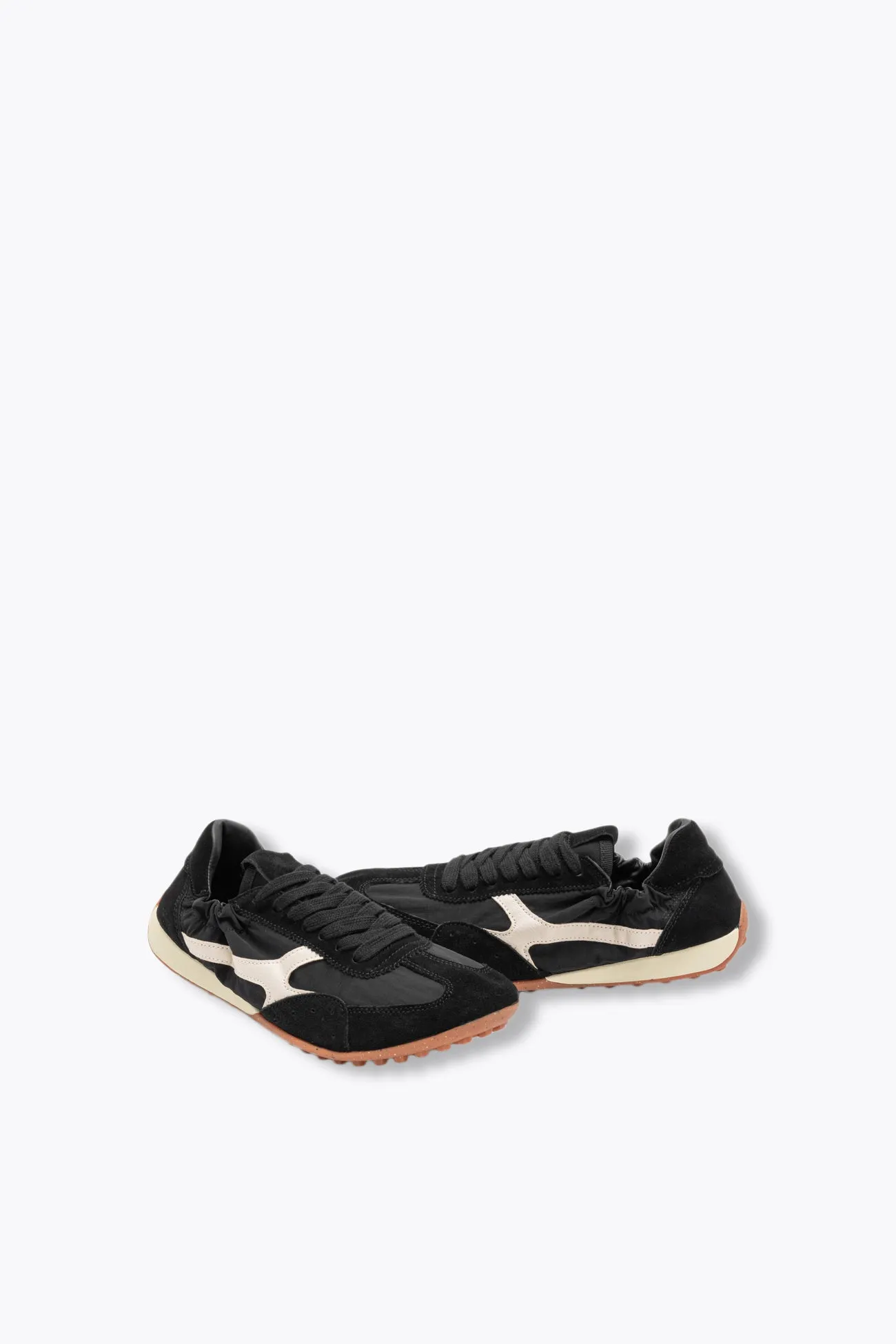 Baskets en cuir et toile Femme