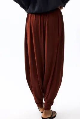 Pantalon barrel en jersey - Marron — photo 2