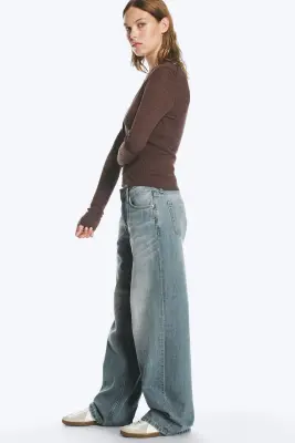 Jean jambe large taille basse Ample - Gloria Blue - Bleu moyen — photo 2