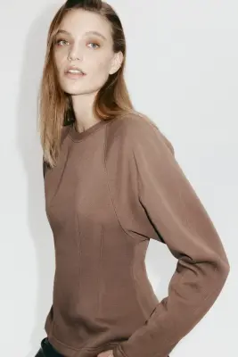 Sweat cintré - Taupe foncé — photo 2