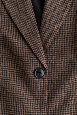 Blazer à manches froncées - Taupe/motif pied-de-poule — photo 4