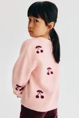 Pull en maille jacquard - Rose clair/cerises — photo 2
