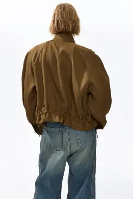 Veste oversize en lin mélangé - Beige foncé — photo 4