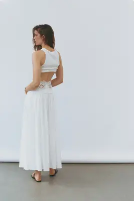 Jupe en coton avec dentelle - Blanc — photo 3