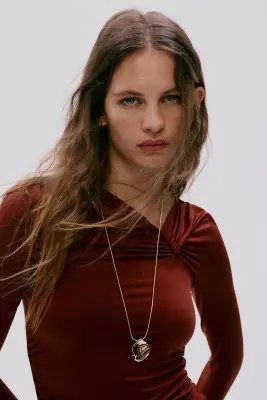 Robe en jersey à effet drapé - Brun rouille — photo 1