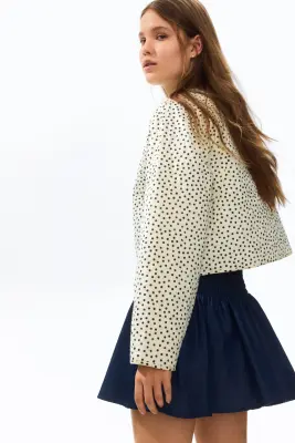 Veste oversize matelassée - Jaune clair/pois — photo 3