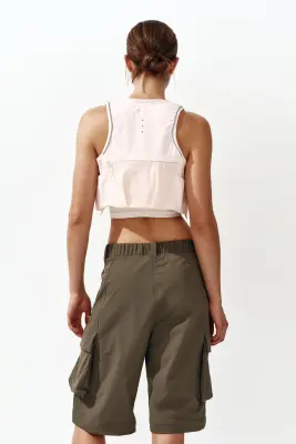 Pantalon modulable à jambes barrel - Vert kaki — photo 2