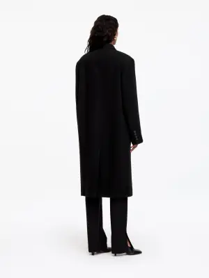 Manteau en laine mélangée - Noir — photo 1