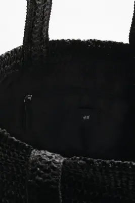 Tote bag en paille - Noir — photo 1