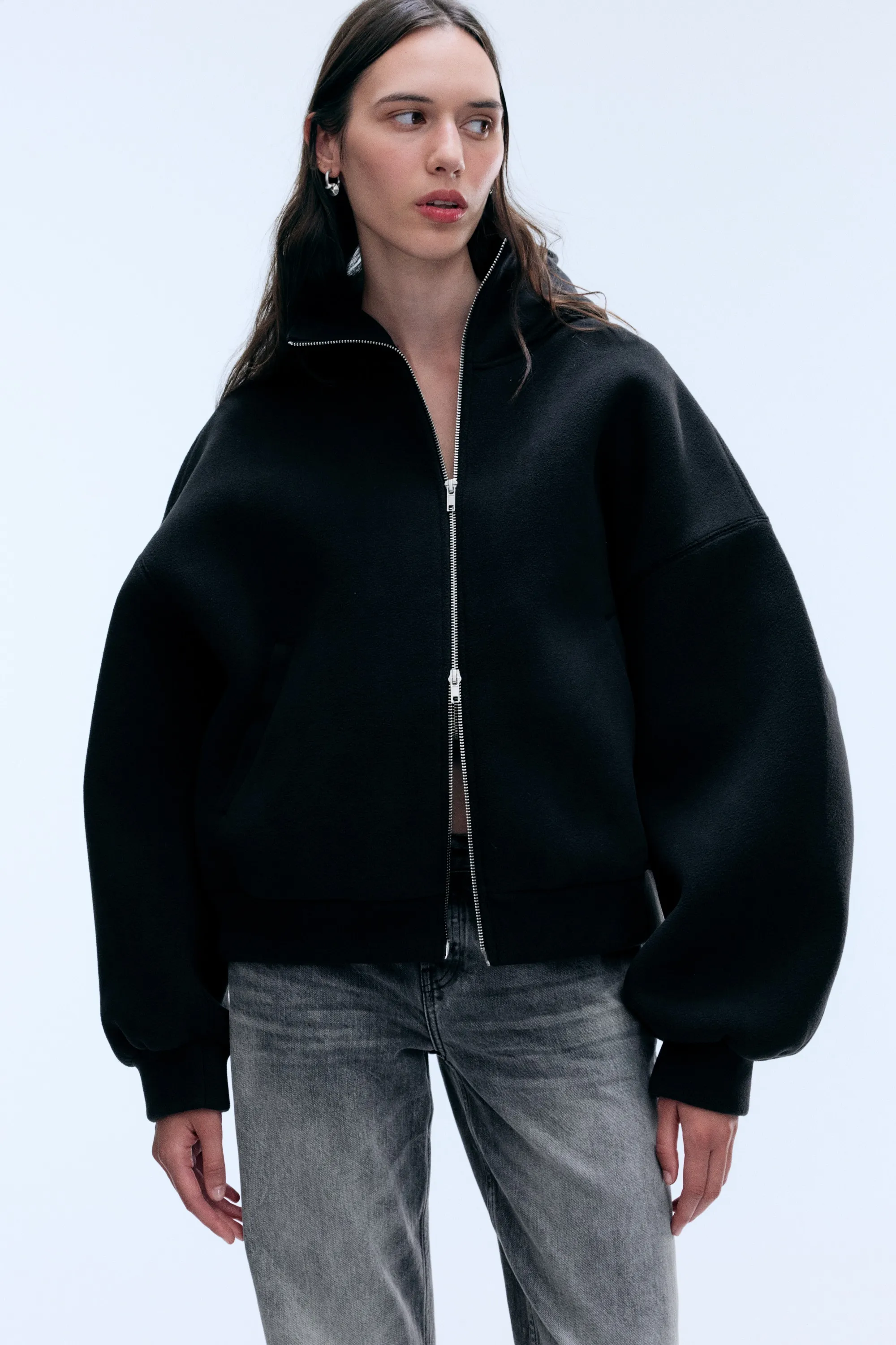 Sweat à capuche oversize en scuba doublé - Noir