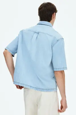 Chemise Relaxed Fit en denim - Bleu denim clair — photo 2