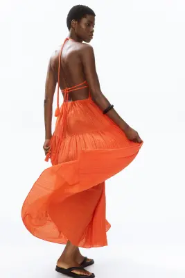 Robe dos nu à étages - Orange vif — photo 4