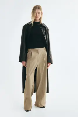 Pantalon chic à jambes larges - Vert kaki clair — photo 1