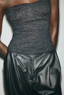 Top bustier en dentelle - Noir — photo 3