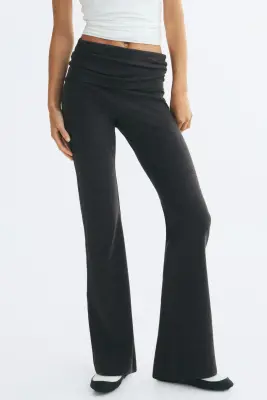 Pantalon en jersey avec ceinture repliée - Gris anthracite chiné — photo 2