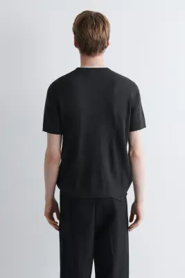 T-SHIRT SLIM EN JERSEY INTERLOCK DE MODAL - GRIS ANTHRACITE CHINÉ — photo 4