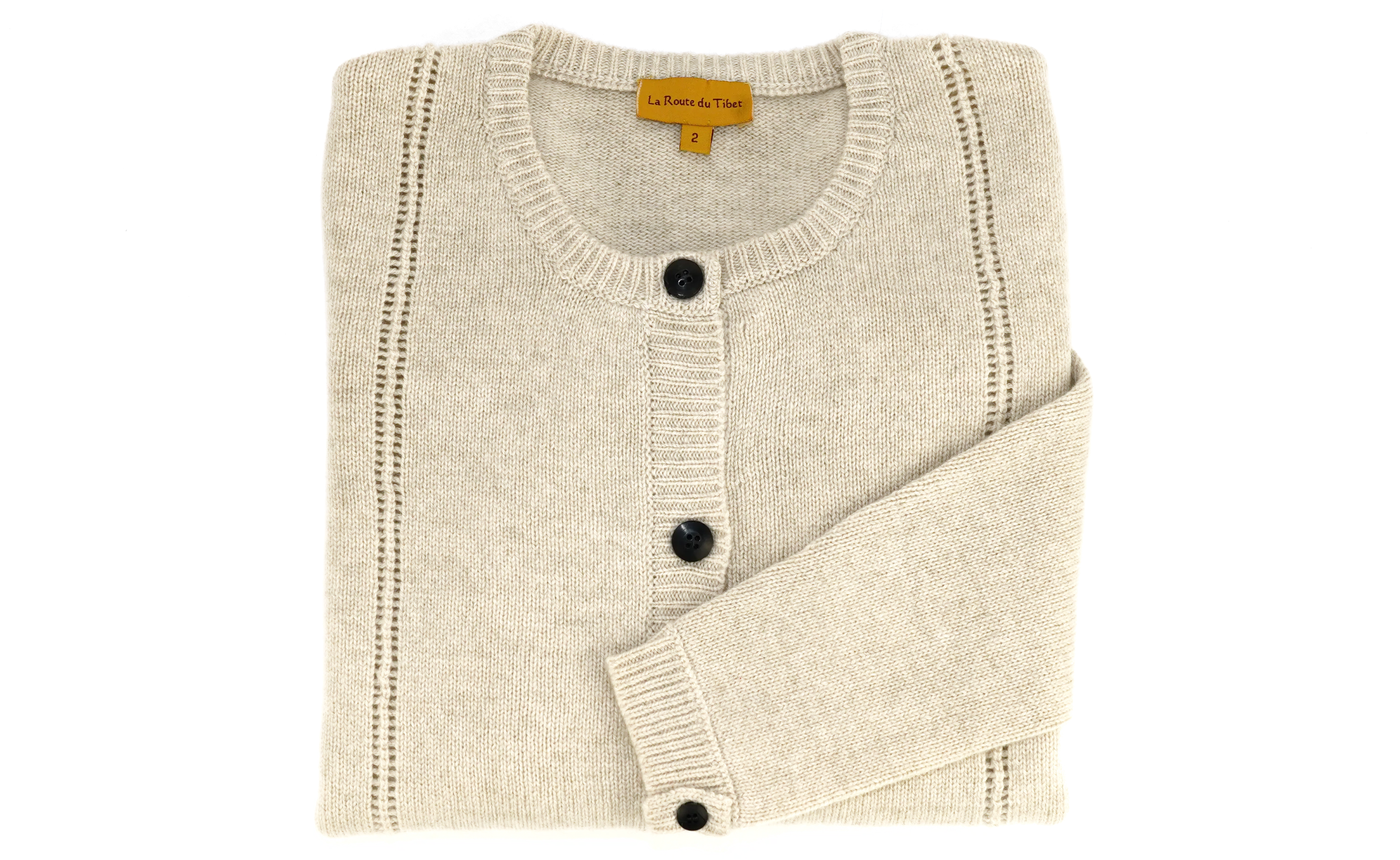 Cardigan en laine mérinos - écru chiné