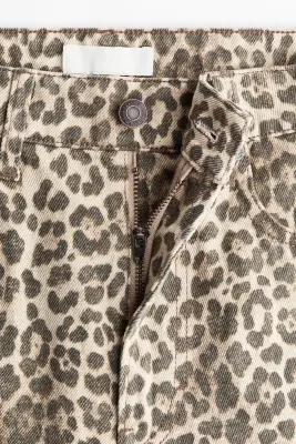 Short Bermuda en denim - Beige clair/imprimé léopard — photo 5