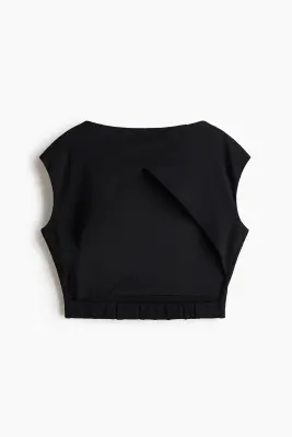 Crop top découpé - Noir — photo 4