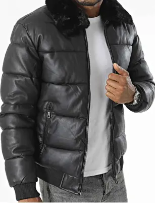 Blouson doudoune similicuir KAYMAXX — photo 3