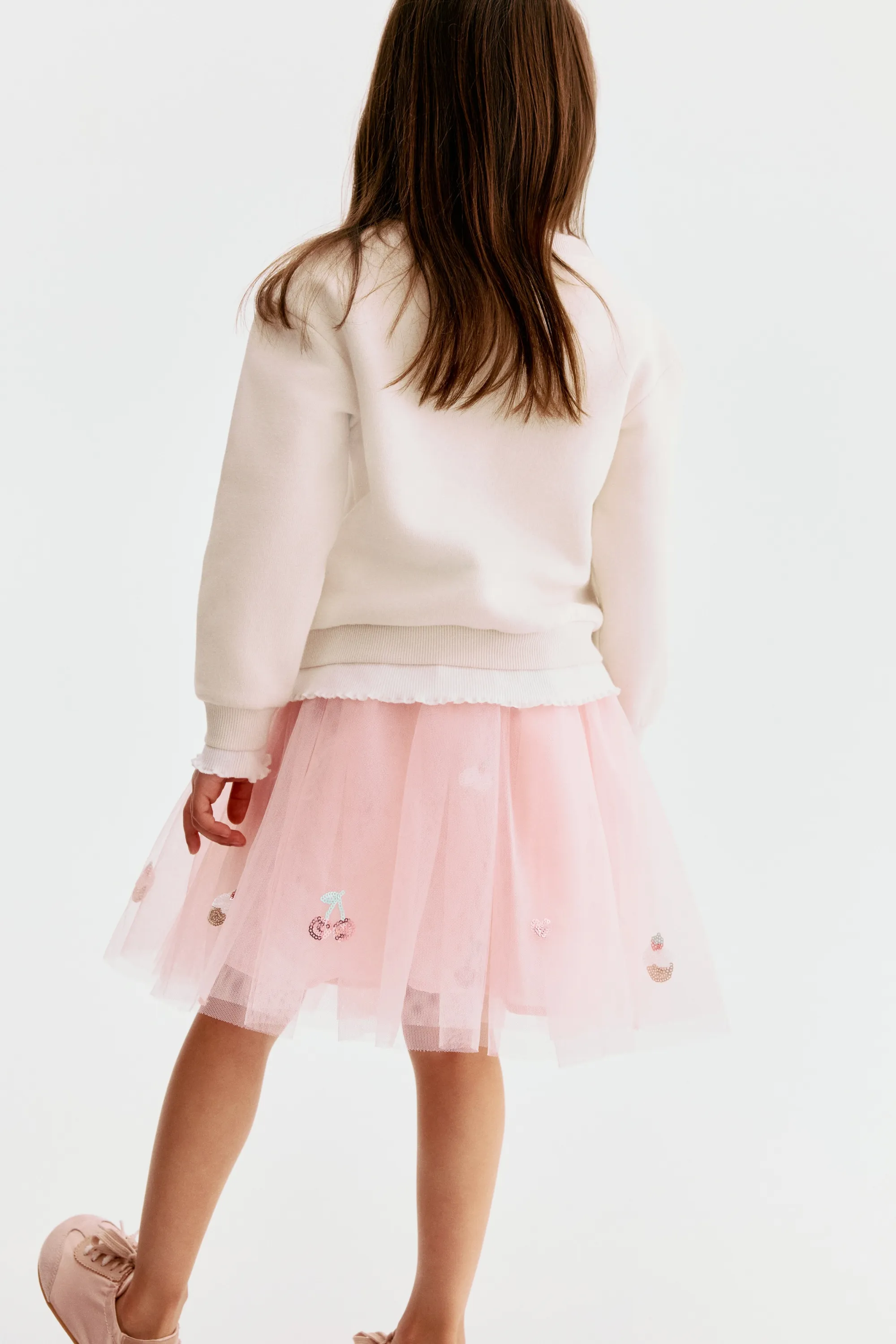 Jupe en tulle à sequins - Rose clair/cerises