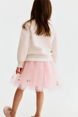 Jupe en tulle à sequins - Rose clair/cerises — photo 1