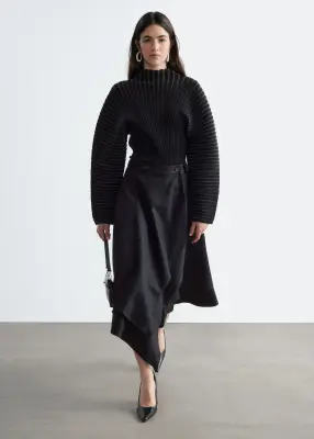 Pull à finition côtelée argentée - Noir/Gris — photo 1