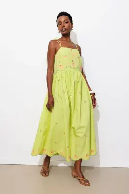 Robe brodée à bretelles nouées — photo 5