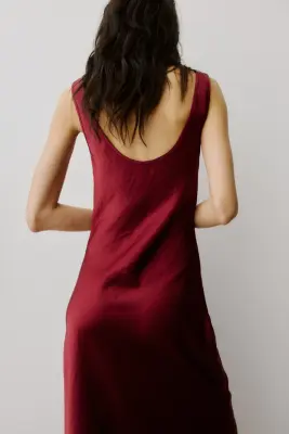 Slip dress en satin - Bordeaux — photo 3