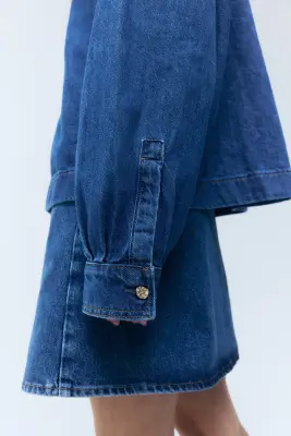 Chemise popover en denim - Bleu denim — photo 3