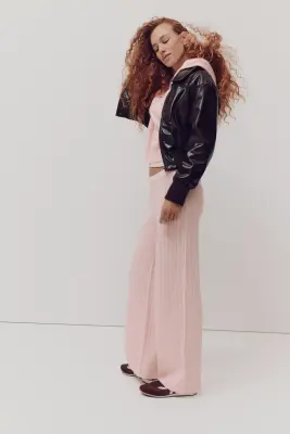 Pantalon en maille torsadée - Rose — photo 4