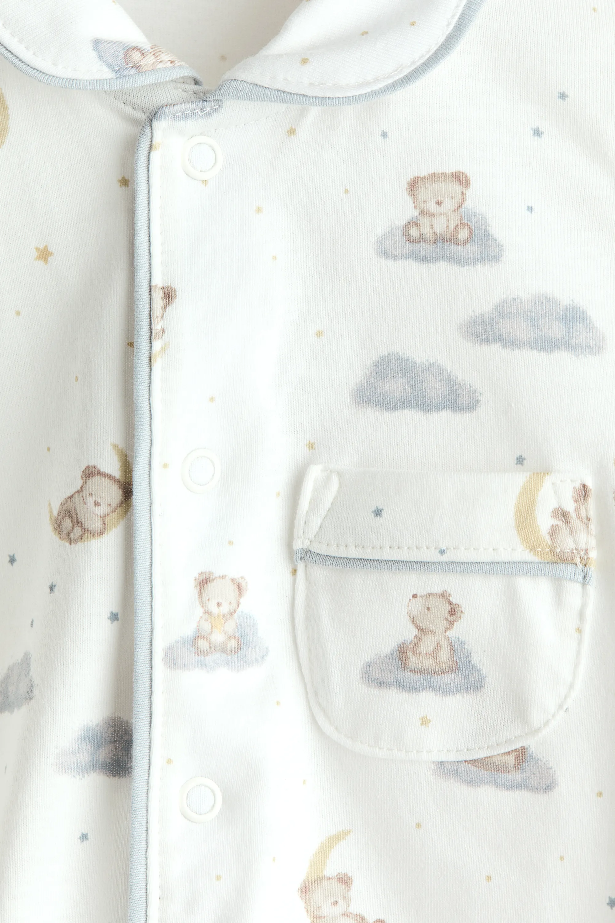 Pyjama en coton avec col - Blanc/nounours
