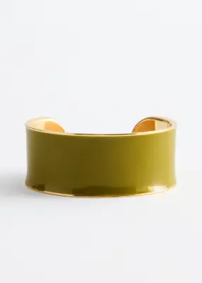 Bracelet manchette bicolore - Vert kaki/Doré — photo 1