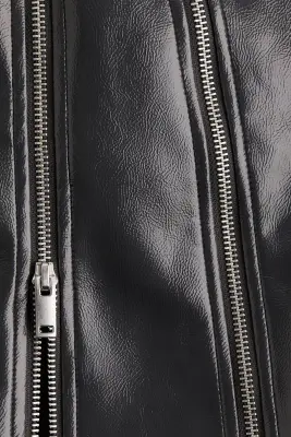 Jupe en tissu enduit avec zips - Gris foncé — photo 2